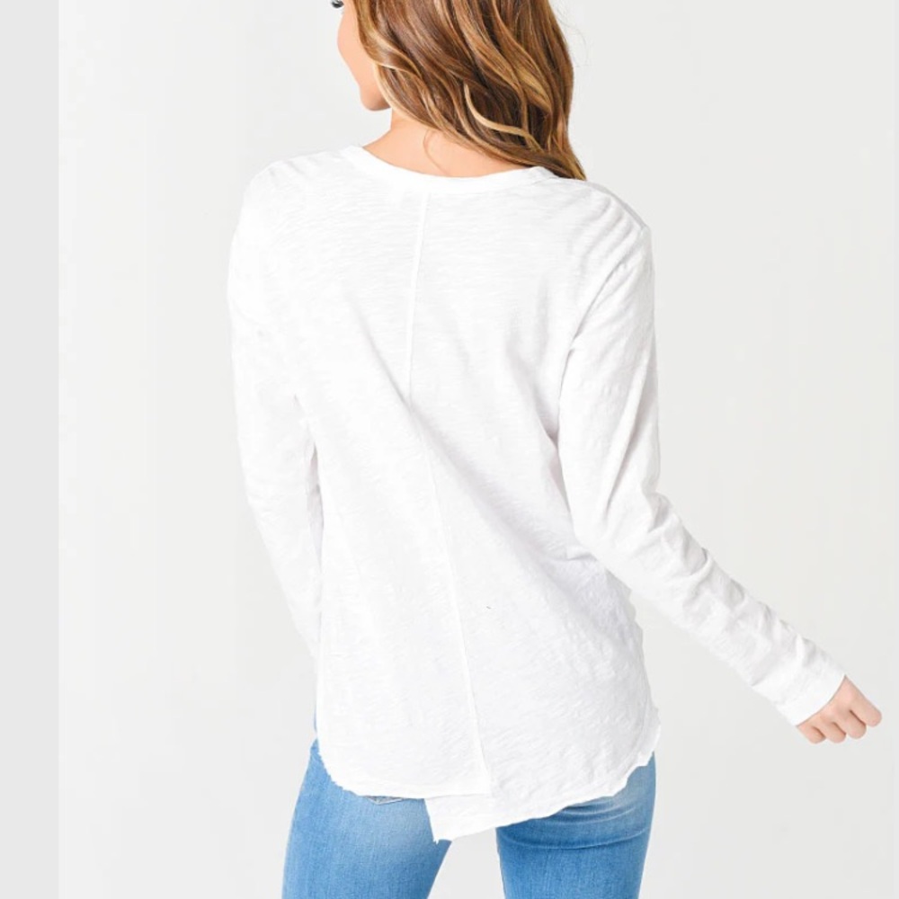 Wilt Women's Long Sleeve Cream Henley Top - Picture 3 of 7